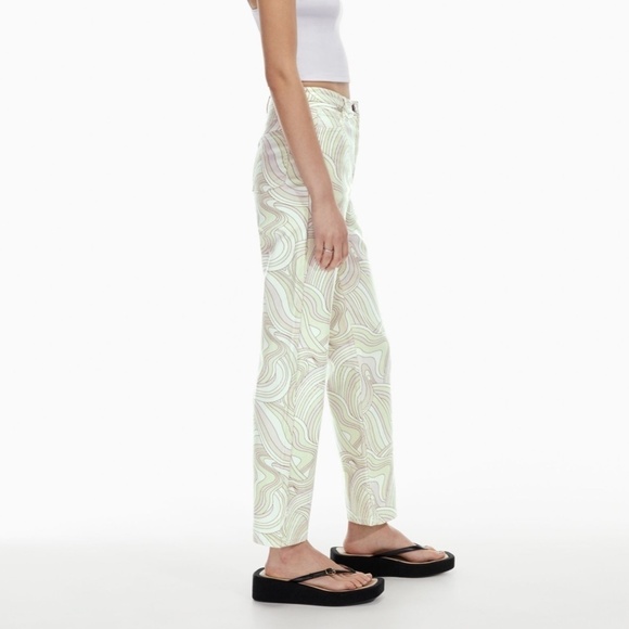 Wilfred Free NWT Vera Pant High-Waisted Slim-Fit Twill - Soft Swirls Yellow - 6 - Picture 4 of 16